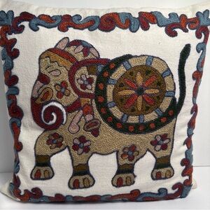 Boho Elephant Embroidery Pillow Case 16X16 Inches